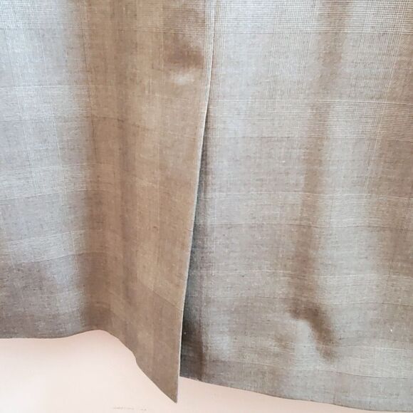 CHAPS Blazer Sport Coat 46R Classic Plaid Taupe & Black Blend Poly/Rayon Lined - Picture 5 of 16